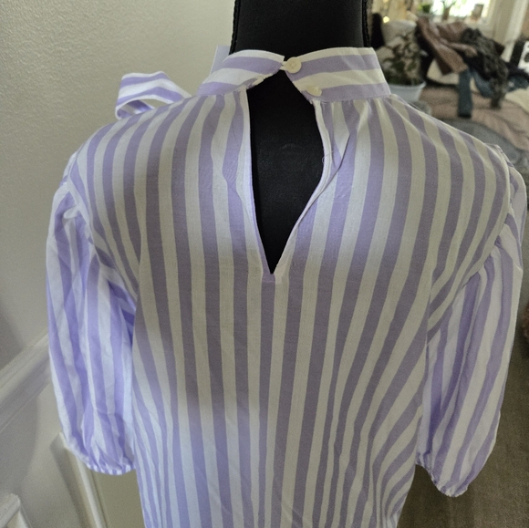 Ann Taylor Purple and White Bib Collar Blouse - Picture 3 of 4
